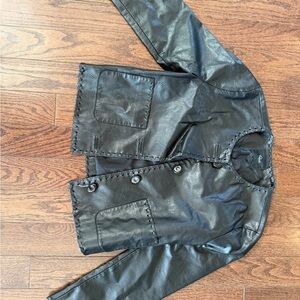 Rails Black Leather-Look Button Jacket